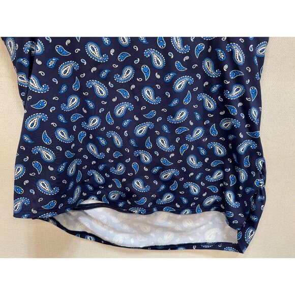 Lands' End Womens Cross Wrap Swimsuit Top Stretch Size 18 Blue Paisley Beach - Picture 9 of 10